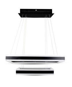 Lampadario LED a Sospensione con 2 Rettangoli 100W in Metallo Colore Nero 3000K Triac Dimmerabile
