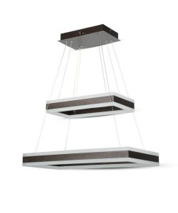 Lampadario LED a Sospensione con 2 Rettangoli 100W in Metallo Colore Caff� 3000K Triac Dimmerabile