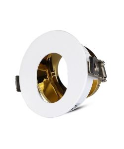 Portafaretto LED da Incasso GU10 Rotondo Orientabile con Foro Ovale Colore Bianco con Interno Oro