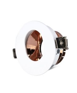 Portafaretto LED da Incasso GU10 Rotondo Orientabile con Foro Ovale Colore Bianco con Interno Oro Rosa