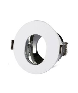 Portafaretto LED da Incasso GU10 Rotondo Orientabile con Foro Ovale Colore Bianco con Interno Cromato