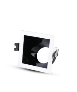 Portafaretto LED da Incasso GU10 Quadrato Colore Bianco con Supporto Inclinato Nero