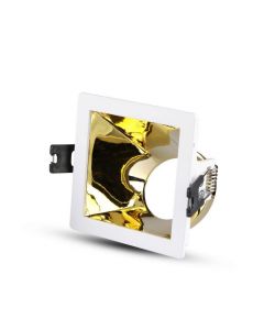 Portafaretto LED da Incasso GU10 Quadrato Colore Bianco con Supporto Inclinato Oro