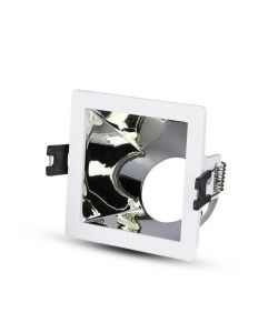 Portafaretto LED da Incasso GU10 Quadrato Colore Bianco con Supporto Inclinato Cromato