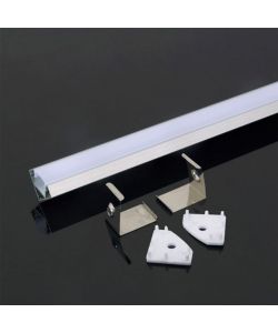 Profilo in Alluminio Angolare Colore Bianco per Strip LED (Max l: 12,1mm) 2000 x 26 x 19mm