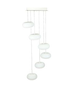 Lampadario LED a Sospensione Composto da 6 Tondi 72W in Metallo Colore Bianco 3000K Triac Dimmerabile