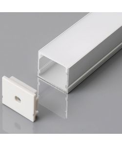 Profilo in Alluminio per Strip LED (Max l: 25mm) Copertura Opaca 2000 x 30 x 20mm