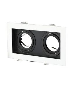 Portafaretto LED da Incasso rettangolare  2xGU10 Orientabili Colore Bianco e Nero