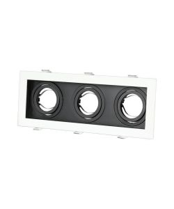 Portafaretto LED da Incasso rettangolare 3xGU10 Orientabili Colore Bianco e Nero