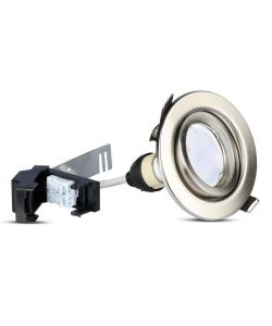 Portafaretto LED da Incasso Rotondo 5W con Faretto GU10 Colore Nichel Satinato 3000K (3 Pezzi)
