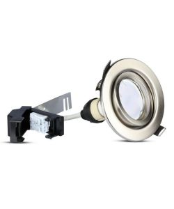 Portafaretto LED da Incasso Rotondo 5W con Faretto GU10 Colore Nichel Satinato 6400K (3 Pezzi)