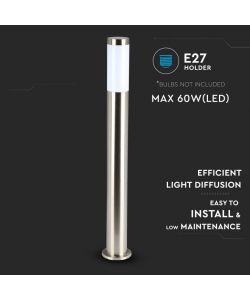 Piantana LED da Giardino in Acciaio Inossidabile h 80cm - Portalampada E27 (max 60W) IP44 per Esterno