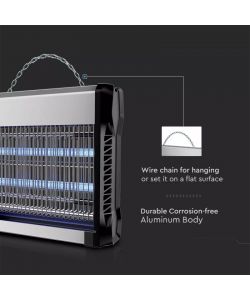 V-TAC Zanzariera Elettrica Insetticida 30W 100mq Alluminio UV Blu
