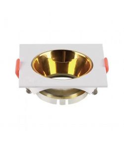 Portafaretto LED da Incasso Quadrato GU10 Corpo Bianco Riflettore Oro