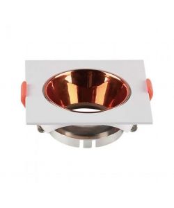 Portafaretto LED da Incasso Quadrato GU10 Corpo Bianco Riflettore Oro Rosa