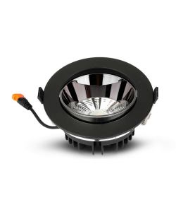Faretto LED Chip Samsung da Incasso Rotondo LED COB 20W Riflettore Orientabile Colore Nero 3000K