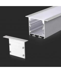 Profilo in Alluminio in Colore Bianco per Strip LED 2000 x 50 x 35mm