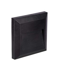 Faretto LED Segnapasso Quadrato Montaggio a Plafone 2W Colore Nero 3000K IP65