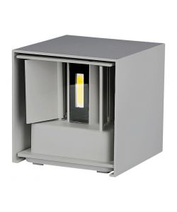 Lampada LED da Muro Quadrata Doppio LED COB 5W 140LM/W Colore Grigio Satinato Fascio Luminoso Regolabile 3000K IP65