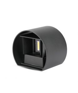 Lampada LED da Muro Arrotondata Doppio LED COB 5W 140LM/W Colore Nero Satinato Fascio Luminoso Regolabile 3000K IP65