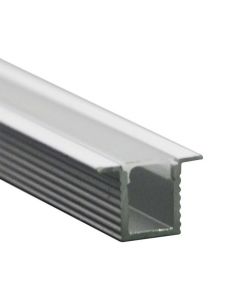 Profilo in Alluminio Colore Silver per Strip LED a Incasso Copertura Satinata 2000 x 12.4 x 9mm