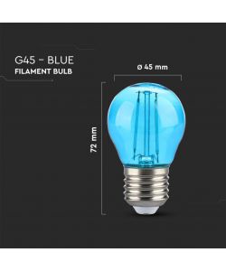 V-TAC Lampadina LED E27 2W G45 Filamento Colore Blu