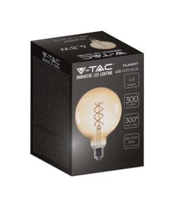 V-TAC Lampadina LED E27 5W G125 Filamento Ambrato 1800K