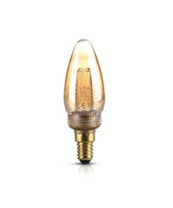 2W Led Art Filament Candle Bulb-Amber Glass 1800K E14