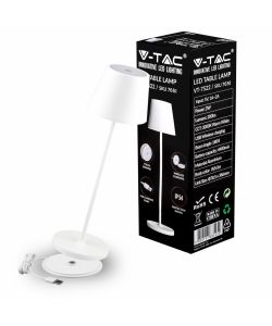 Lampada LED da Tavolo 2W Colore Bianco in Alluminio con caricatore Wireless e Touch Dimmerabile 3000K IP54