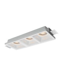 Portafaretto LED da Incasso Rettangolare 3*GU10 e GU10 Corpo in Gesso Bianco