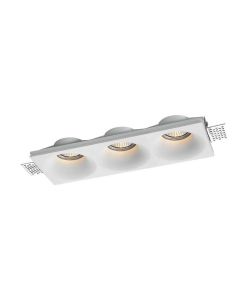 Portafaretto LED da Incasso rettangolare 3xGU10 in Gesso con Taglio smussato Colore Bianco