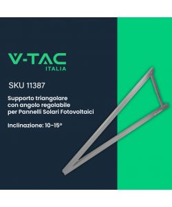 V-TAC Supporto Triangolare con Angolo Regolabile 10-15 per Pannelli Solari Fotovoltaici IP68