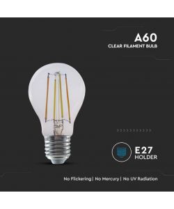 V-TAC Lampadina LED E27 7W A60 Filamento Google Alexa Smart 3in1 Dimmerabile