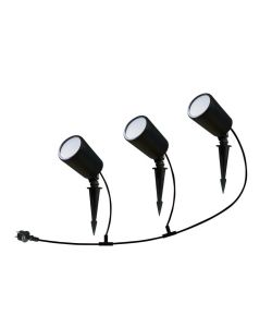 V-TAC Faretto LED Giardino Picchetto 3x7W Smart Alexa Colore Nero CCT RGB + 3in1 Dimmerabile IP65