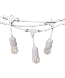 Catenaria 15mt LED E27 Colore Bianco con Presa e Spina EU IP44 Lampadine NON incluse