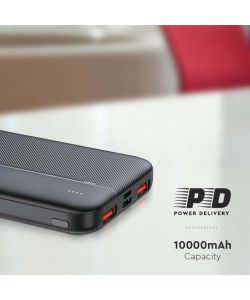 V-TAC Power Bank 10000mAh, Ricarica Rapida PD 22.5W, USB-A, USB Type-C, Micro USB, Bianco