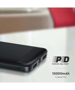 V-TAC Power Bank 10000mAh, Ricarica Rapida PD 22.5W, USB-A, USB Type-C, Micro USB