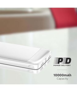 V-TAC Power Bank 10000mAh, Ricarica Rapida PD 22.5W, USB-A, USB Type-C, Micro USB