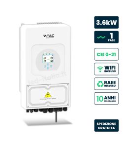 V-TAC Inverter Monofase Ibrido 3.6kW WiFi e TA inclusi Garanzia 10 Anni IP65