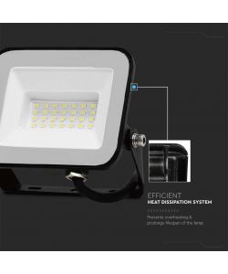 V-TAC Faro LED SMD Chip Samsung 20W Colore Nero 6500K IP65