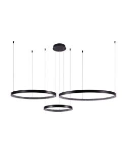 V-TAC Lampadario LED a Sospensione con 3 Cerchi 57W in Metallo Colore Nero 151*91*108cm 3000K