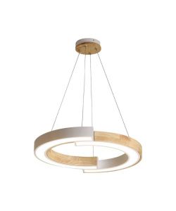 V-TAC Lampadario LED a Sospensione con 2 Mezzaluna 32W in Legno Colore Bianco 43*37*112cm 3000K