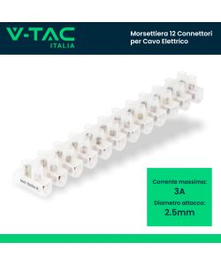 V-TAC Morsettiera 12 Connettori per Cavo Elettrico 3A 2.5mm 10pz