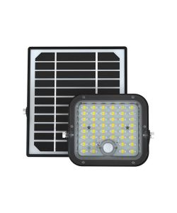 V-TAC Faro LED con Telecomando e Pannello Solare 10W Batteria LiFePo 3.7V Cavo da 5m Nero 6000K