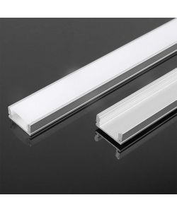 V-TAC Profilo in Alluminio Colore Silver per Strip LED Copertura Satinata 2000*17.6*6.9mm