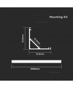 V-TAC Profilo in Alluminio Angolare Colore Silver per Strip LED 2000*15.8*15.8mm