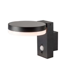 V-TAC Lampada LED da Muro Rotonda 5.5W con Pannello Solare e Sensore PIR Corpo Nero 3000K IP44