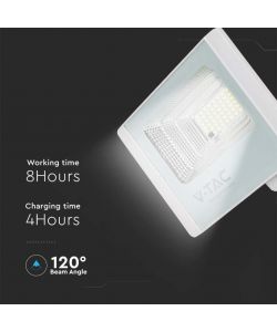 V-TAC Faro LED con Telecomando, Pannello Solare 12W, LiFePO4, Timer, Cavo 5m 4000K Bianco IP65