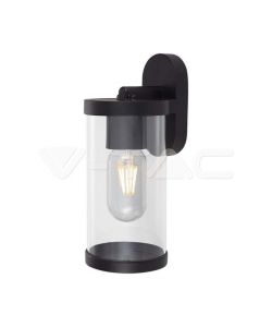 V-TAC Lampada LED da Giardino Cilindrica con Portalampada E27 con Corpo Nero Copertura Trasparente d: 93*116*234mm IP44
