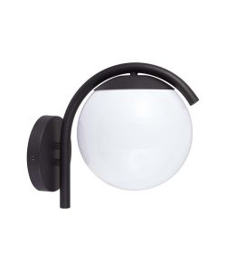V-TAC Lampada LED da Muro con Sfera Opale e Portalampada E27 200*280*260mm Colore Nero Opaco IP44